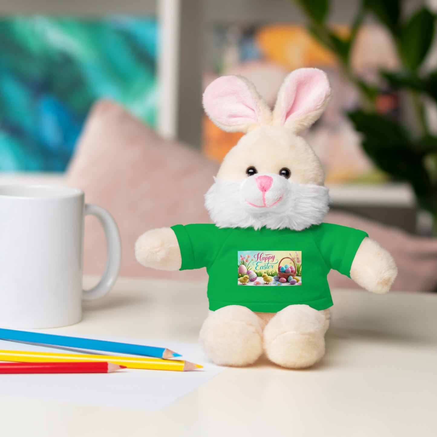 Happy Easter Stuffed Animal - Adorable Plush Bear with Tee