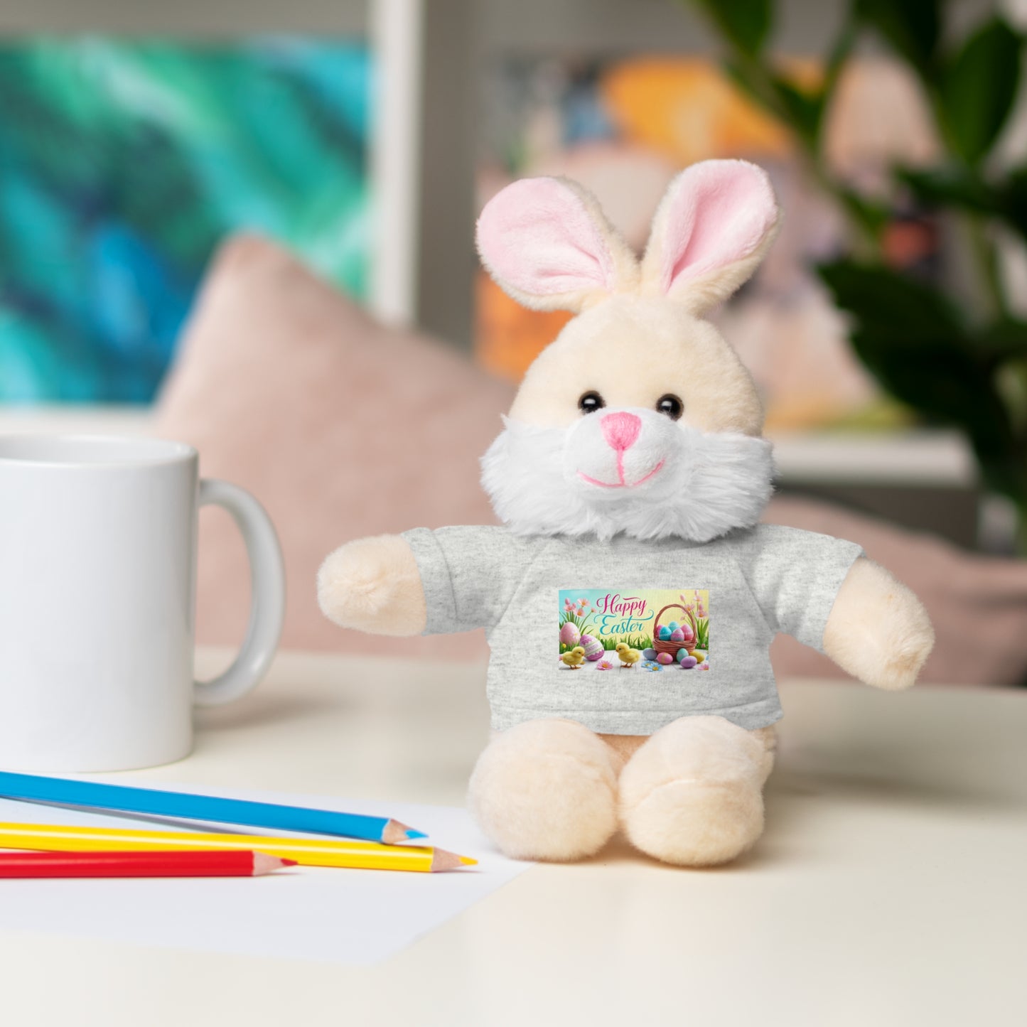 Happy Easter Stuffed Animal - Adorable Plush Bear with Tee