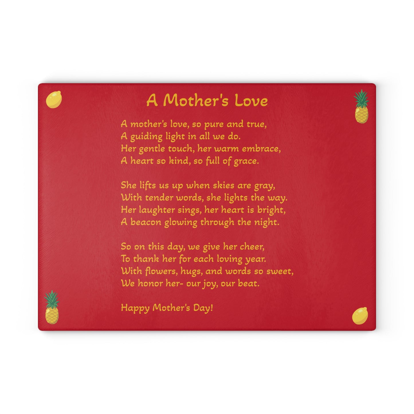 Mother's Day Glass Cutting Board - A Mother's Love Design