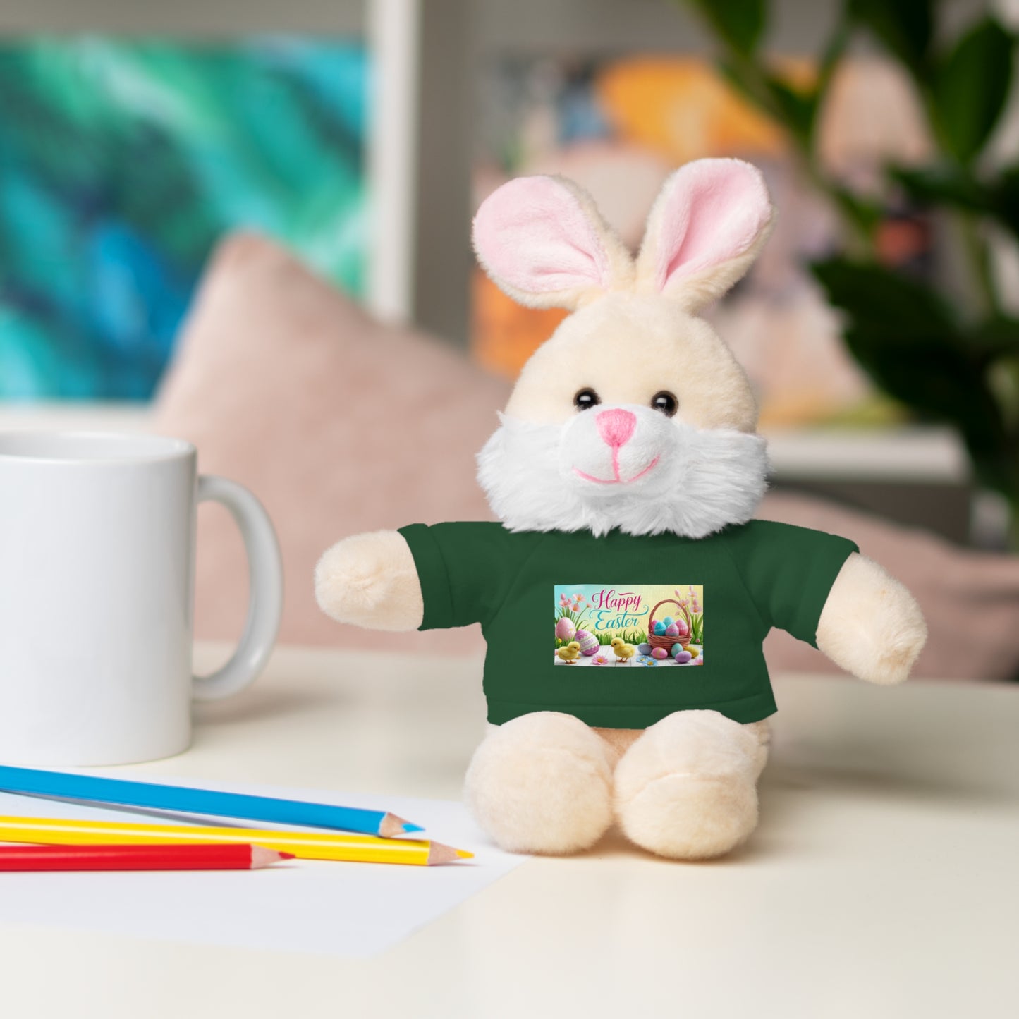 Happy Easter Stuffed Animal - Adorable Plush Bear with Tee