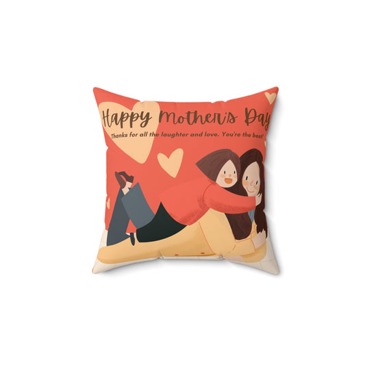 Happy Mother's Day Decorative Pillow - Cozy Heart Design