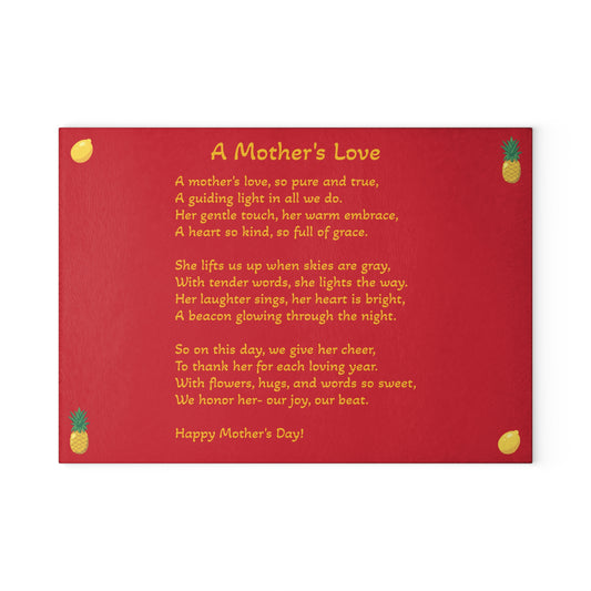 Mother's Day Glass Cutting Board - A Mother's Love Design