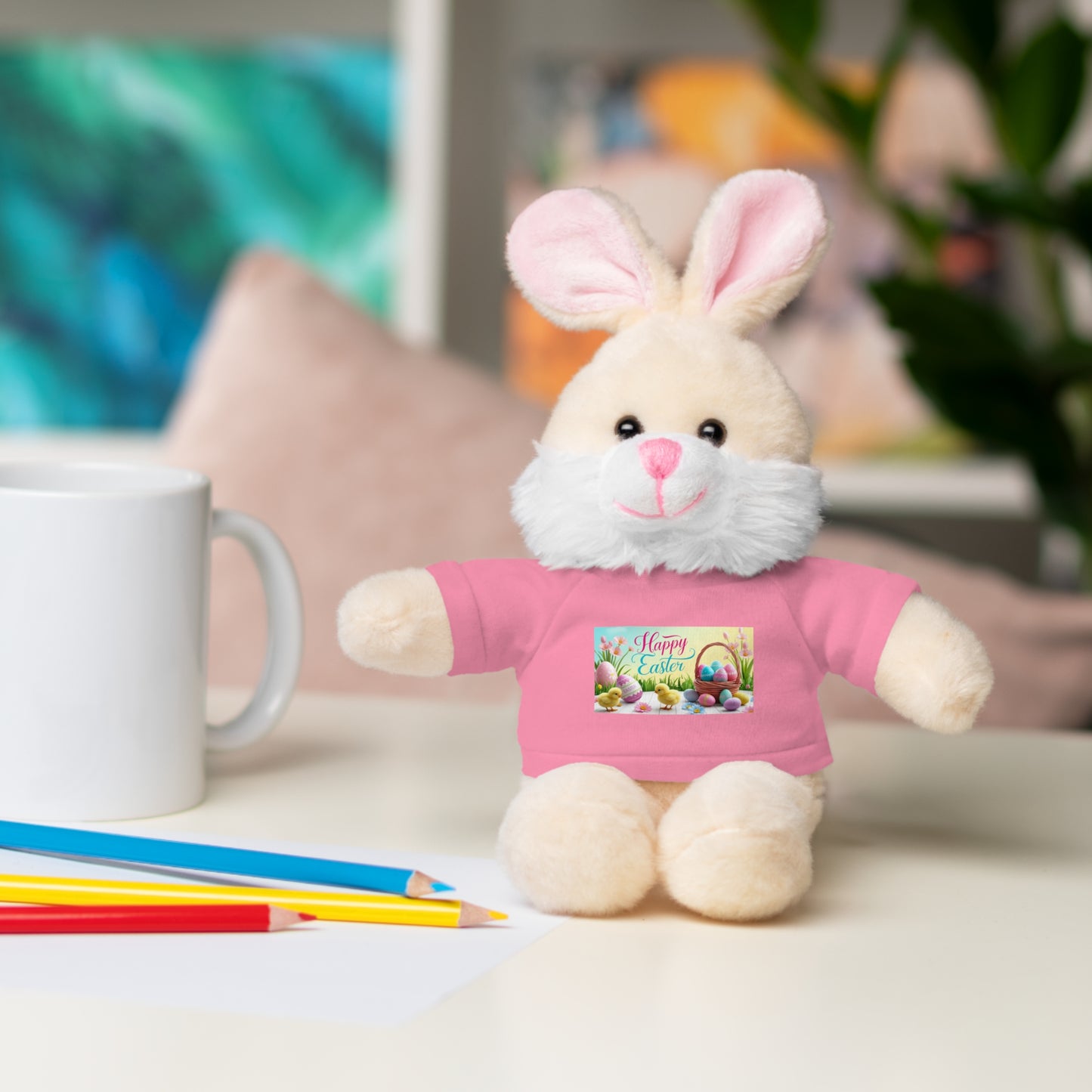 Happy Easter Stuffed Animal - Adorable Plush Bear with Tee